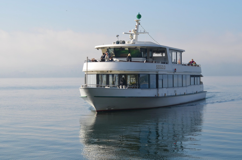 Small passenger boat in the sea