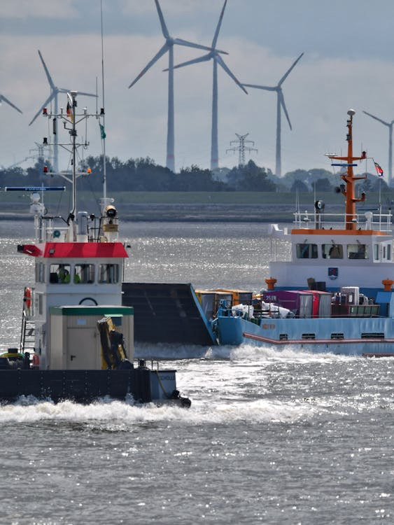Two ships at sea together
