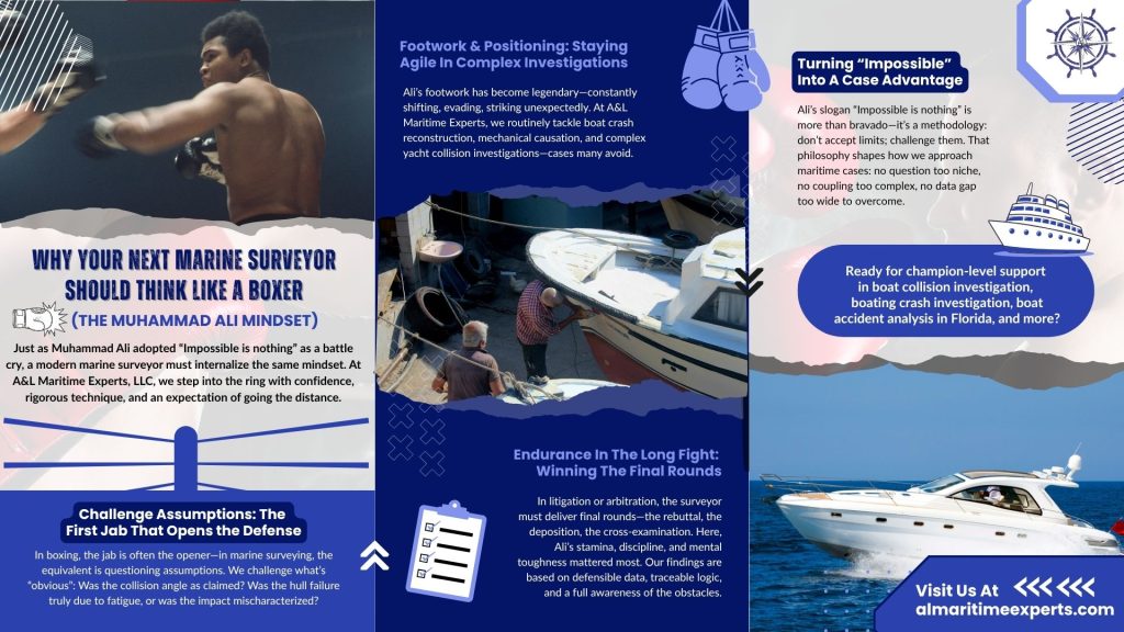 Why Your Next Marine Surveyor Should Think Like a Boxer (The Muhammad Ali Mindset)- Inofgraphic